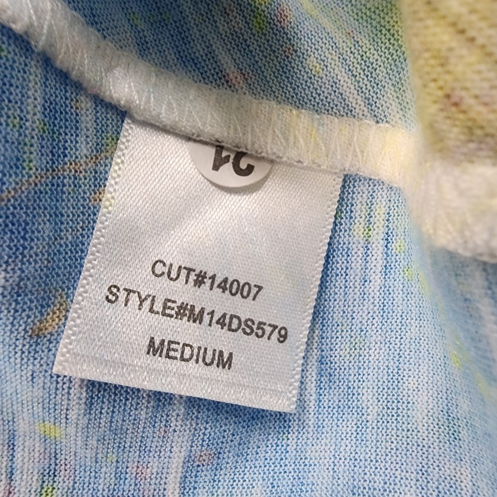 Leoma Lovegrove Shirt WOMENS M Lemon Blue Art Tunic 3/4 Sleeve Asymmetrical Top - Picture 9 of 13